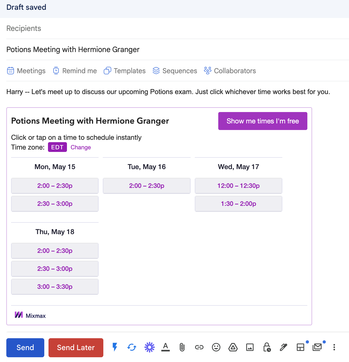 One click meeting example